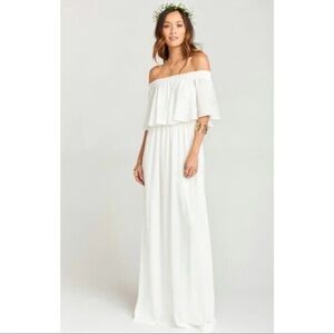 Show Me Your MuMu White Ruffled Off-Shoulder Maxi Dress